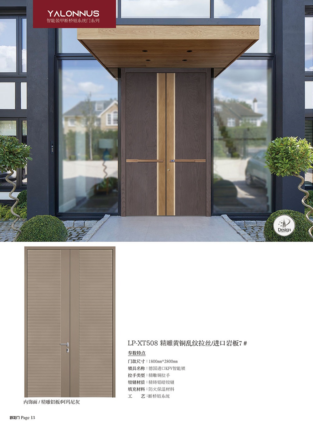 高端裝甲門(mén)LP-XT508黃銅/巖板7#
